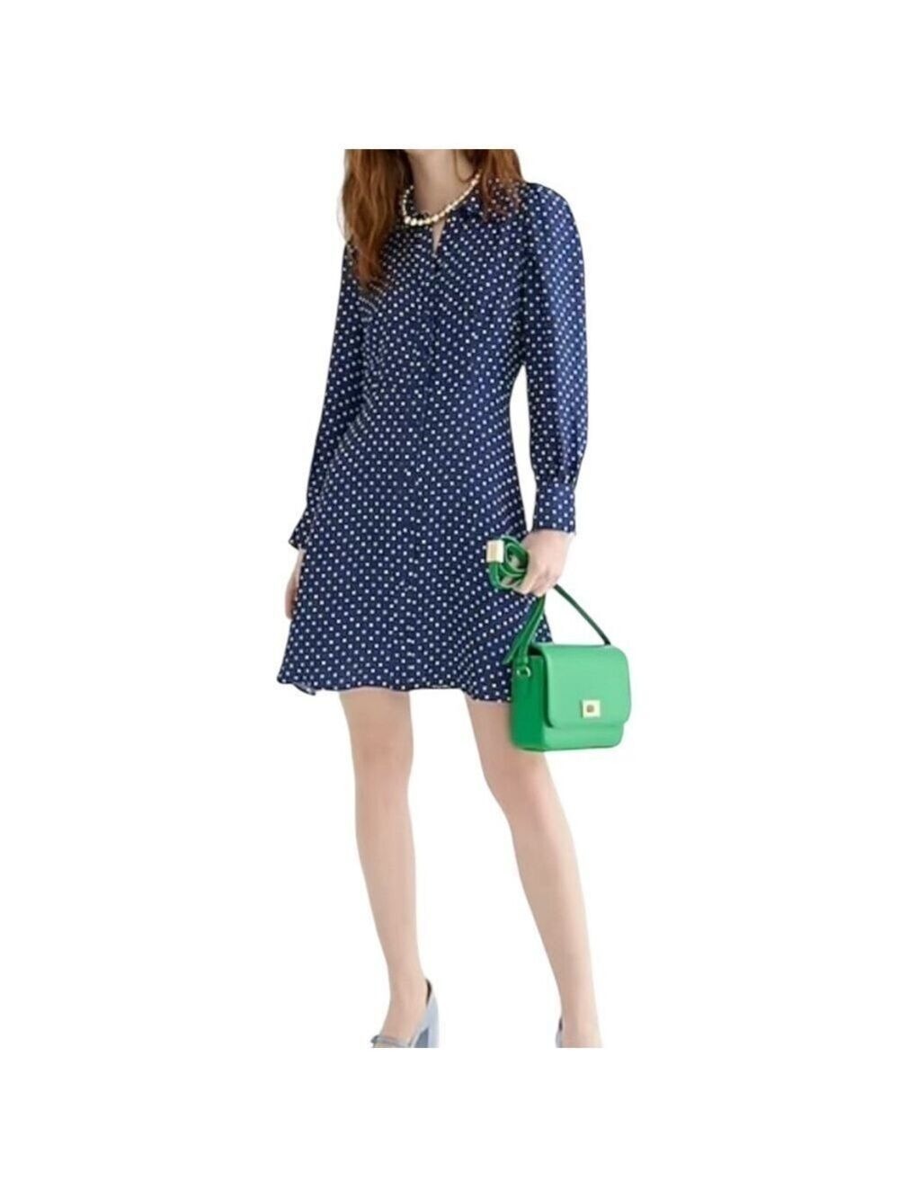 J. Crew Cupro Shirtdress in Becklow Dot Size 6